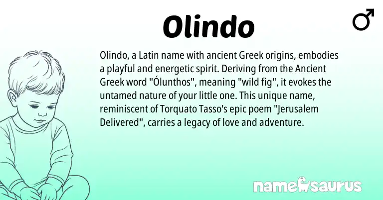 Infographic about Olindo name meaning, Olindo is a name from Ancient Greek, Latin, Greek origin(s).