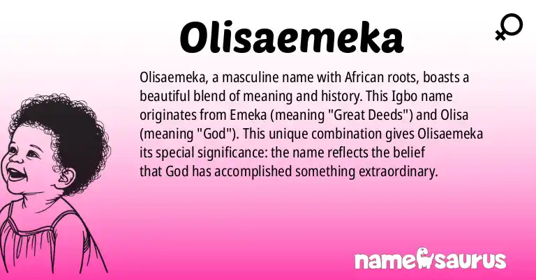 Infographic about Olisaemeka name meaning, Olisaemeka is a name from African origin(s).