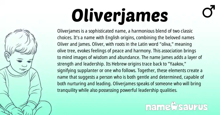 Infographic about Oliverjames name meaning, Oliverjames is a name from Latin, Hebrew origin(s).