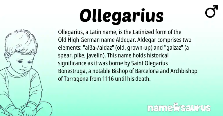 Infographic about Ollegarius name meaning, Ollegarius is a name from Old High German, Latin origin(s).