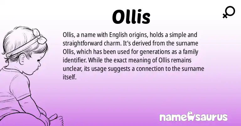 Infographic about Ollis name meaning, Ollis is a name from English origin(s).