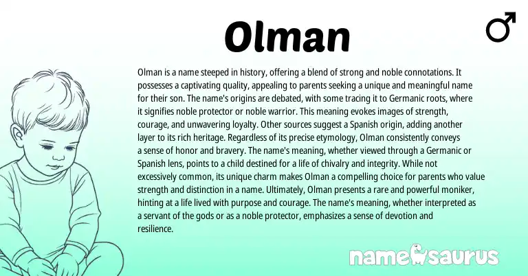 Infographic about Olman name meaning, Olman is a name from Hawaiian, Germanic origin(s).