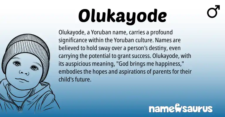 Infographic about Olukayode name meaning, Olukayode is a name from Yoruba origin(s).