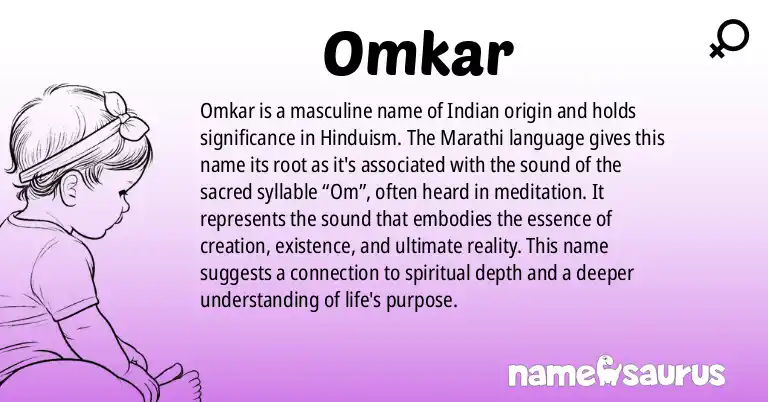 Infographic about Omkar name meaning, Omkar is a name from Marathi origin(s).
