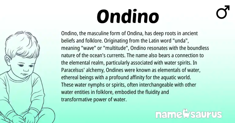 Infographic about Ondino name meaning, Ondino is a name from Latin origin(s).