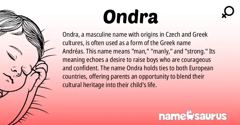 Infographic about Ondra name meaning, Ondra is a name from Czech, Greek origin(s).