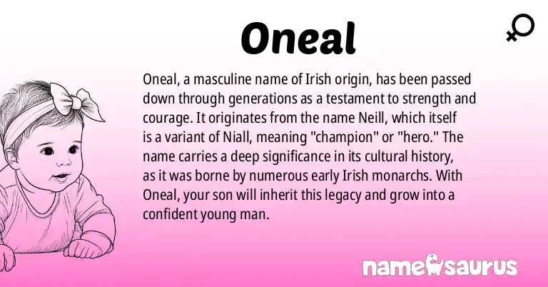Infographic about Oneal name meaning, Oneal is a name from Irish origin(s).