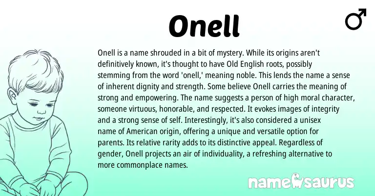 Infographic about Onell name meaning, Onell is a name from English origin(s).
