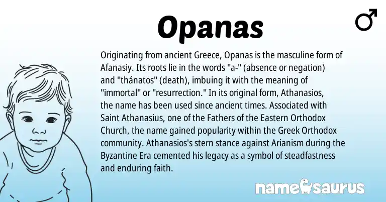 Infographic about Opanas name meaning, Opanas is a name from Greece, Greek origin(s).