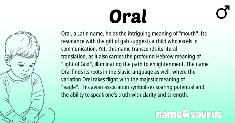 Infographic about Oral name meaning, Oral is a name from Slavic, Latin, Hebrew origin(s).