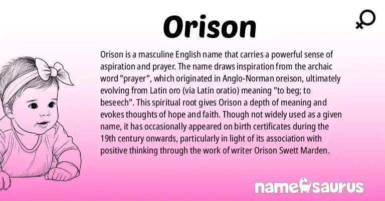 Infographic about Orison name meaning, Orison is a name from English origin(s).