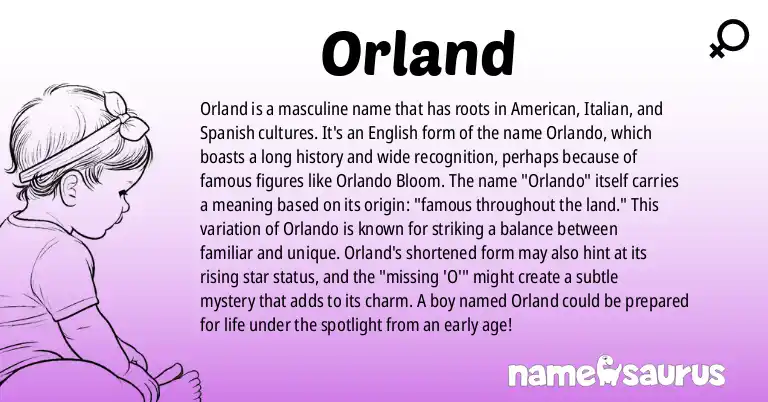 Infographic about Orland name meaning, Orland is a name from American, Italian, Spanish origin(s).