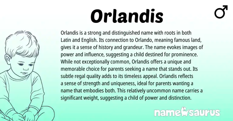 Infographic about Orlandis name meaning, Orlandis is a name from Latin origin(s).