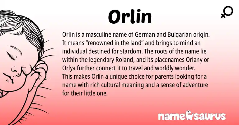 Infographic about Orlin name meaning, Orlin is a name from German, Bulgarian origin(s).
