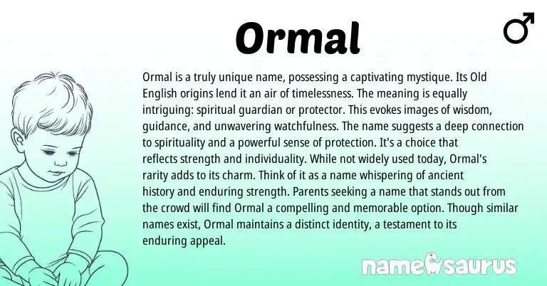 Infographic about Ormal name meaning, Ormal is a name from English origin(s).