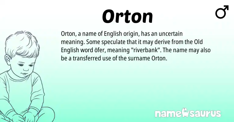 Infographic about Orton name meaning, Orton is a name from Old English, English origin(s).