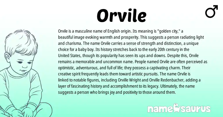 Infographic about Orvile name meaning, Orvile is a name from English origin(s).