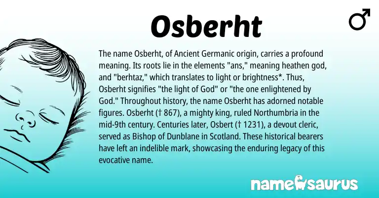 Infographic about Osberht name meaning, Osberht is a name from Ancient Germanic origin(s).