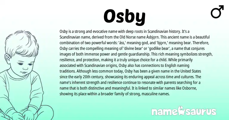 Infographic about Osby name meaning, Osby is a name from Scandinavian, Norse origin(s).