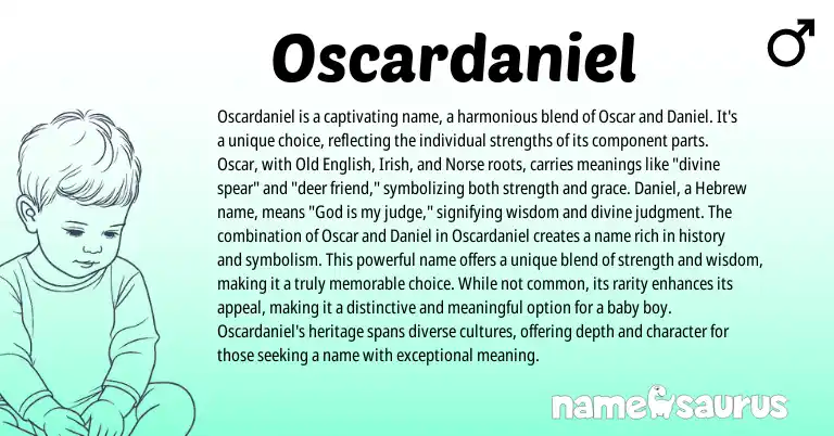 Infographic about Oscardaniel name meaning, Oscardaniel is a name from Hebrew, English origin(s).