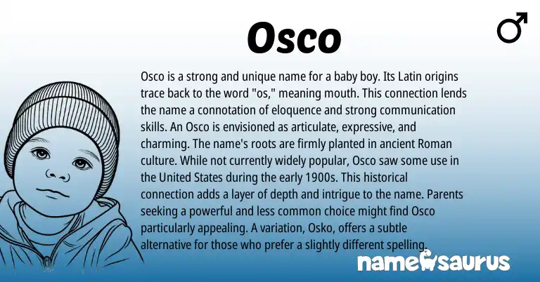 Infographic about Osco name meaning, Osco is a name from Latin origin(s).