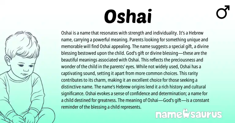 Infographic about Oshai name meaning, Oshai is a name from Hebrew origin(s).