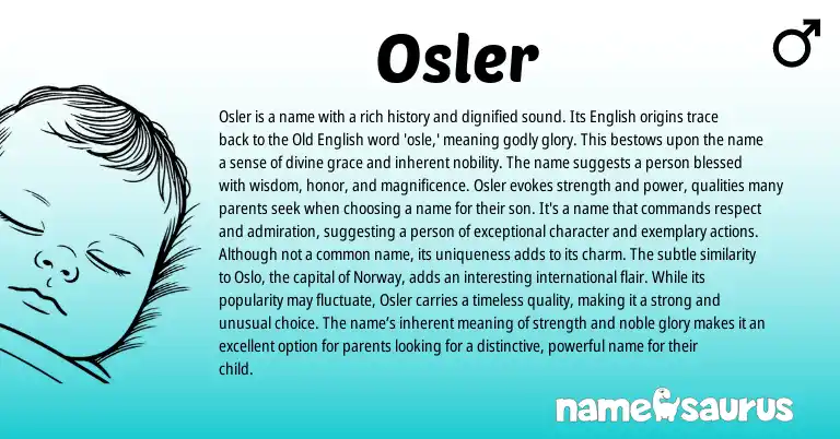Infographic about Osler name meaning, Osler is a name from English origin(s).