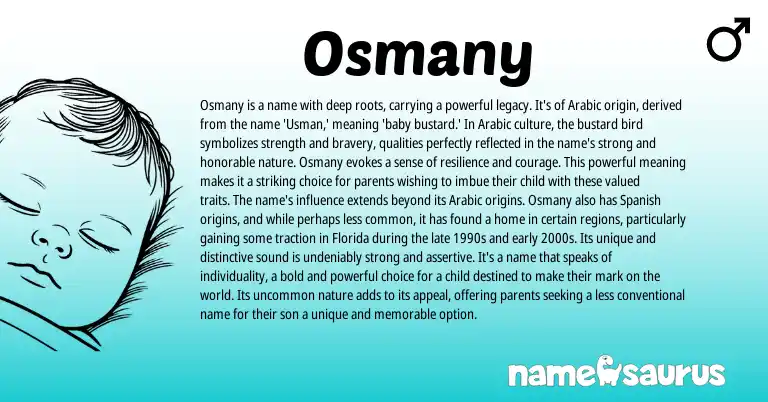 Infographic about Osmany name meaning, Osmany is a name from Arabic origin(s).
