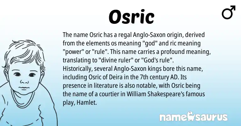 Infographic about Osric name meaning, Osric is a name from Anglo-Saxon origin(s).