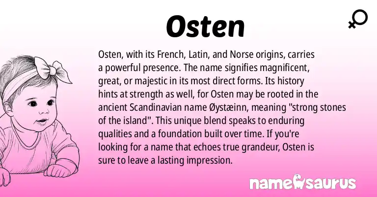 Infographic about Osten name meaning, Osten is a name from French, Latin, Norse origin(s).