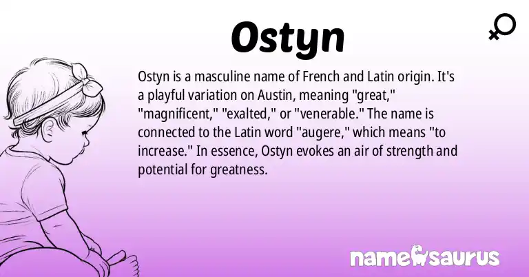 Infographic about Ostyn name meaning, Ostyn is a name from French, Latin origin(s).