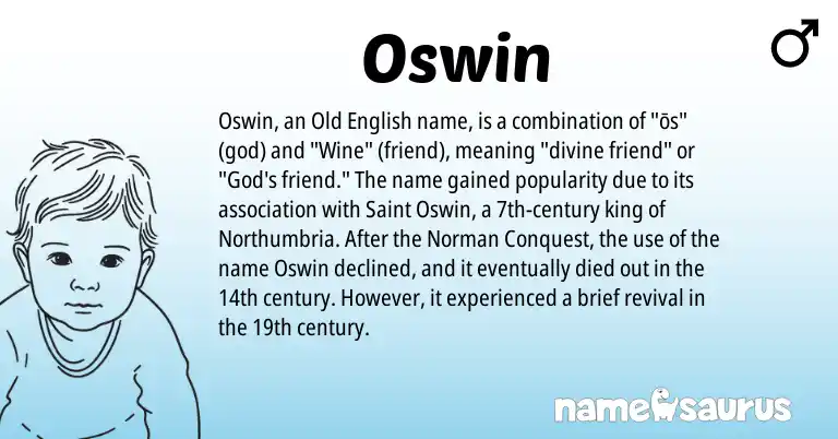 Infographic about Oswin name meaning, Oswin is a name from Old English, Norman origin(s).