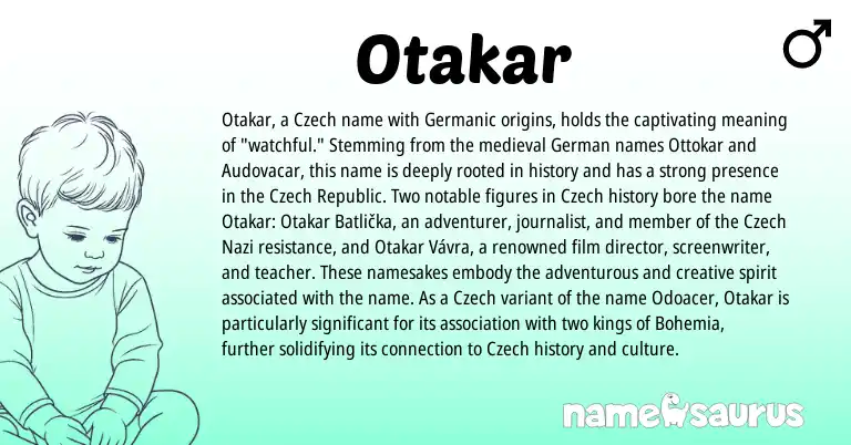 Infographic about Otakar name meaning, Otakar is a name from German, Germanic, Czech origin(s).