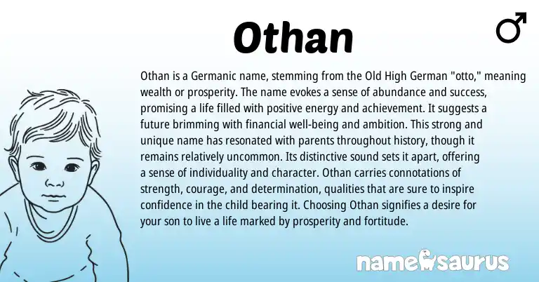 Infographic about Othan name meaning, Othan is a name from Germanic, Hebrew origin(s).