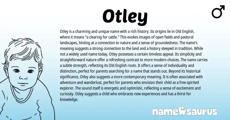 Infographic about Otley name meaning, Otley is a name from English origin(s).