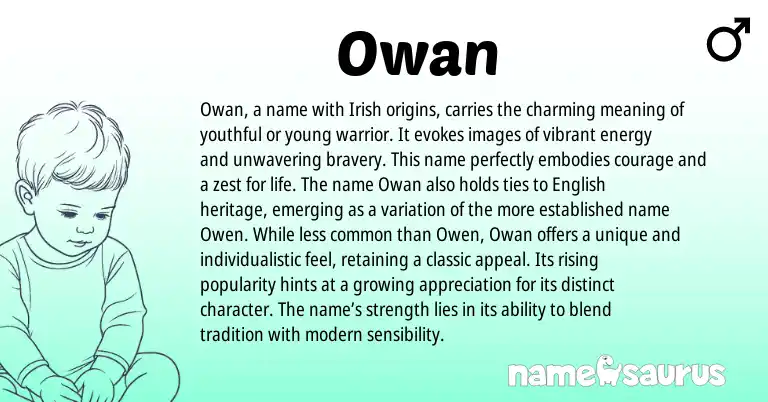 Infographic about Owan name meaning, Owan is a name from Irish origin(s).