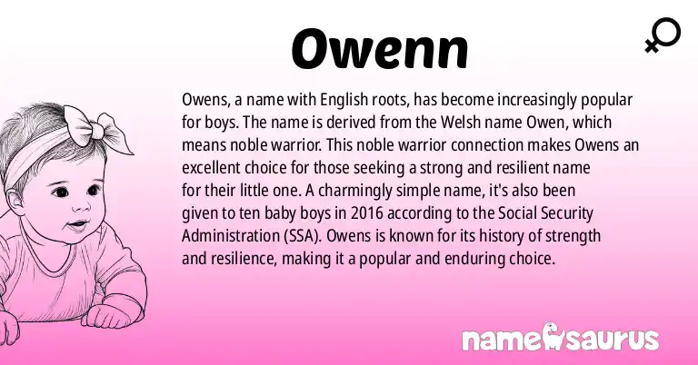 Infographic about Owenn name meaning, Owenn is a name from English origin(s).