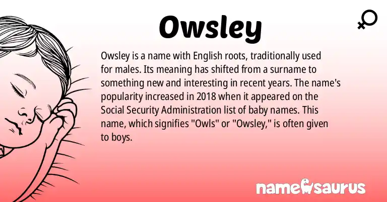 Infographic about Owsley name meaning, Owsley is a name from English origin(s).