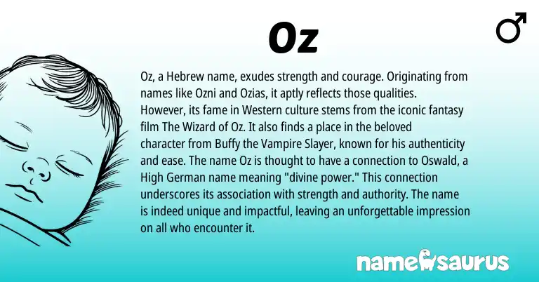 Infographic about Oz name meaning, Oz is a name from German, Hebrew origin(s).