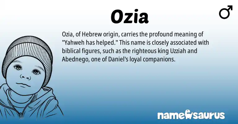 Infographic about Ozia name meaning, Ozia is a name from Hebrew origin(s).