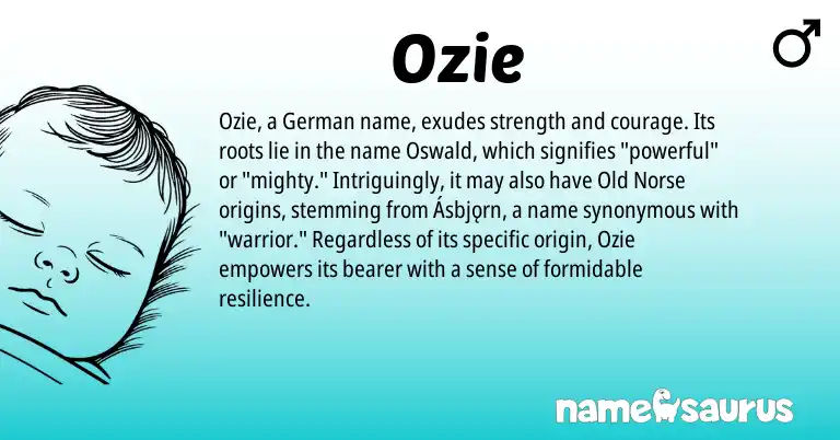 Infographic about Ozie name meaning, Ozie is a name from German, Old Norse origin(s).