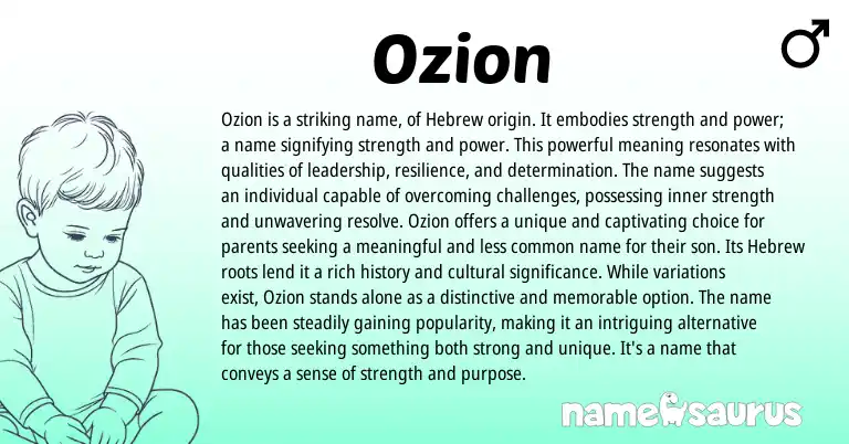 Infographic about Ozion name meaning, Ozion is a name from Hebrew origin(s).