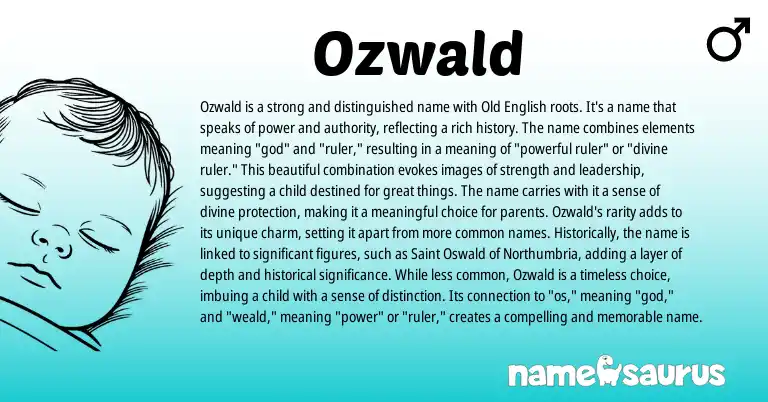 Infographic about Ozwald name meaning, Ozwald is a name from Germanic, English origin(s).