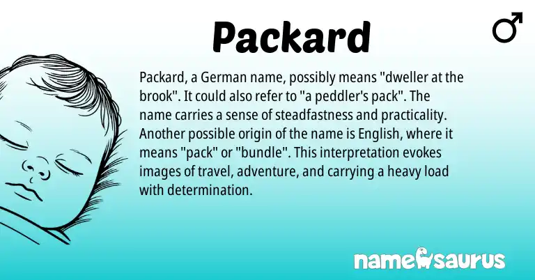 Infographic about Packard name meaning, Packard is a name from German, English origin(s).