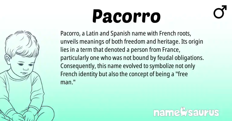 Infographic about Pacorro name meaning, Pacorro is a name from Spanish, French, Latin origin(s).