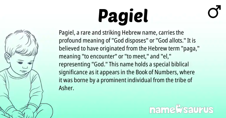 Infographic about Pagiel name meaning, Pagiel is a name from Hebrew origin(s).