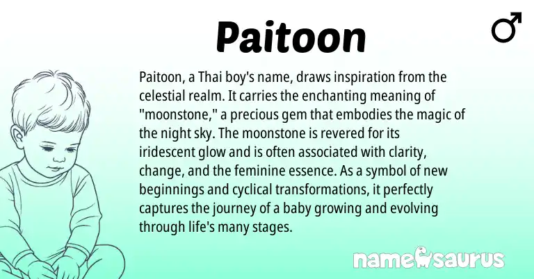 Infographic about Paitoon name meaning, Paitoon is a name from Thai origin(s).
