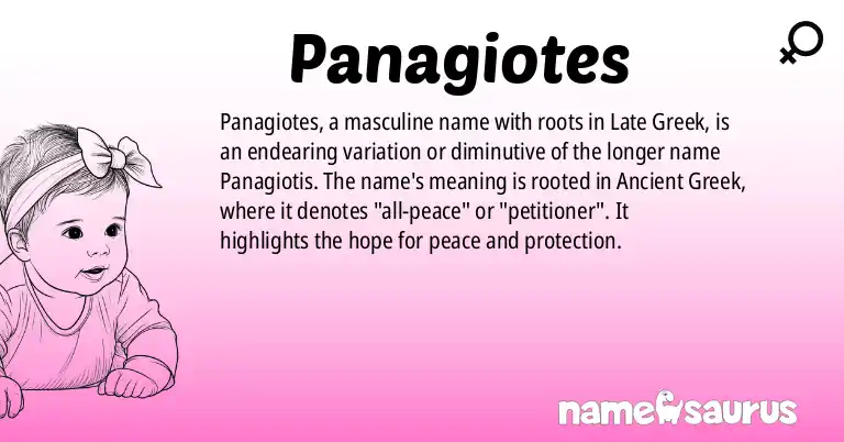 Infographic about Panagiotes name meaning, Panagiotes is a name from Late Greek origin(s).