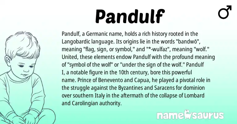 Infographic about Pandulf name meaning, Pandulf is a name from Germanic, Lombard origin(s).