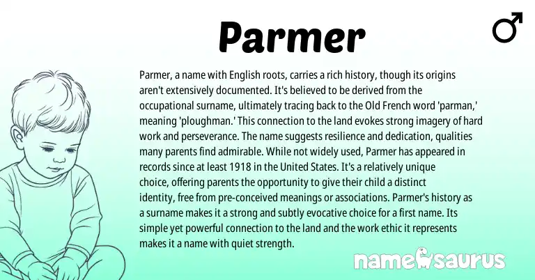 Infographic about Parmer name meaning, Parmer is a name from French origin(s).